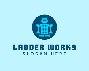 Blue Mechanical Robot Engineering logo design