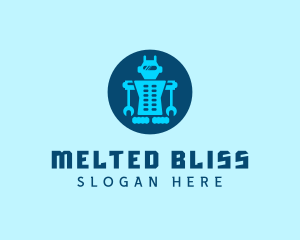 Blue Mechanical Robot Engineering logo design