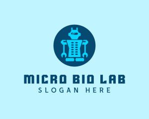 Blue Mechanical Robot Engineering logo design