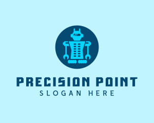 Blue Mechanical Robot Engineering logo design