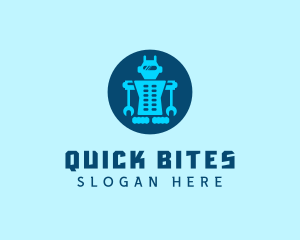 Blue Mechanical Robot Engineering logo design