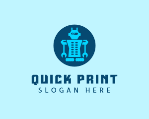 Blue Mechanical Robot Engineering logo design