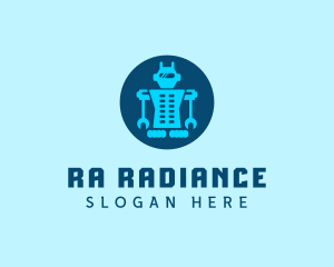 Blue Mechanical Robot Engineering logo design