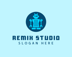 Blue Mechanical Robot Engineering logo design