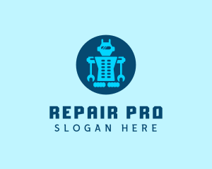 Blue Mechanical Robot Engineering logo design