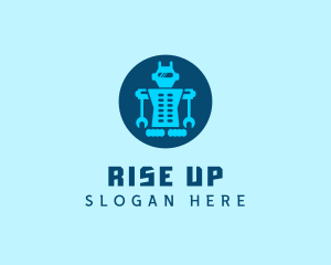 Blue Mechanical Robot Engineering logo design