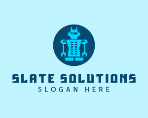 Blue Mechanical Robot Engineering logo design