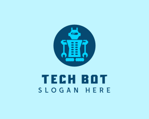 Robot - Blue Mechanical Robot Engineering logo design