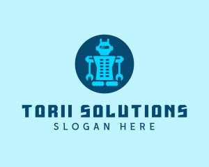 Blue Mechanical Robot Engineering logo design