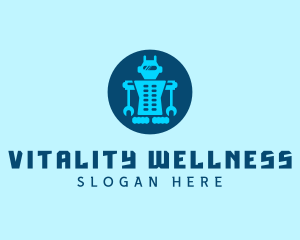 Blue Mechanical Robot Engineering logo design