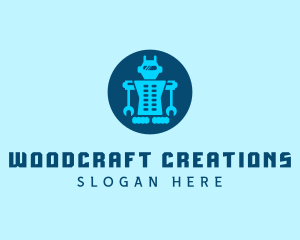 Blue Mechanical Robot Engineering logo design