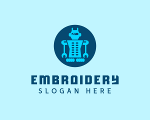 Blue Mechanical Robot Engineering logo design