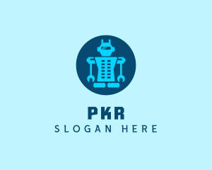 Blue Mechanical Robot Engineering logo design