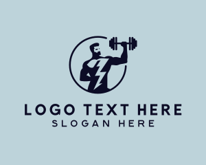 Human - Weightlifter Dumbbell Gym logo design