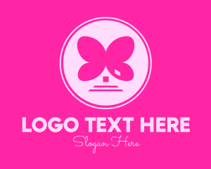 House Hunting - Pink Butterfly House logo design