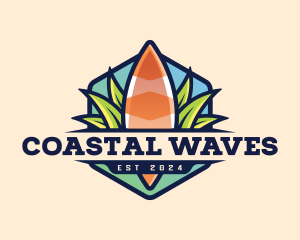 Shore - Surfboard Leaf Adventure logo design