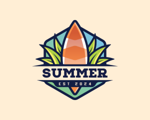 Summer Surfboard Leaf logo design