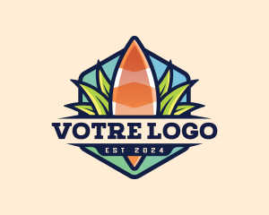 Surfboard Leaf Adventure logo design