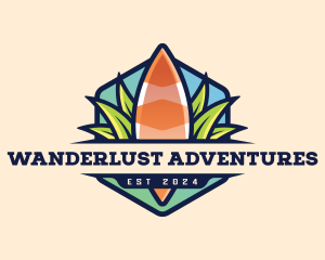 Surfboard Leaf Adventure logo design