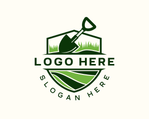 Farmer - Garden Lawn Shovel logo design