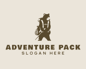 Backpack - Bear Hiking Traveler logo design