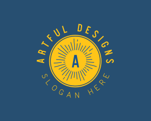 Hipster Sunray Badge  logo design