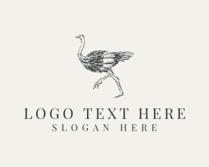 Aviary - Ostrich Bird Wildlife logo design