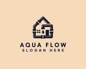 Waterworks - House Plumbing Pipe Droplet logo design