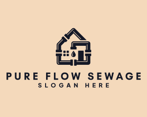 Sewage - House Plumbing Pipe Droplet logo design