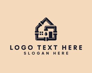 House - House Plumbing Pipe Droplet logo design
