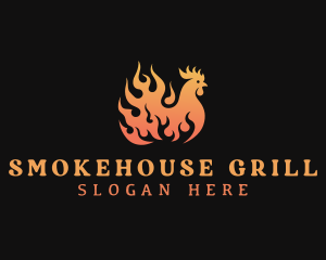 Barbecue - Flame Chicken Barbecue logo design