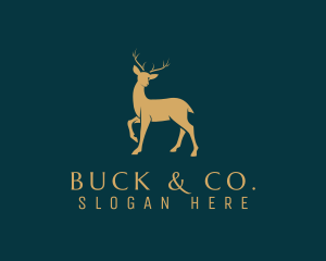 Buck - Golden Deer Antler logo design