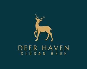 Deer - Golden Deer Antler logo design