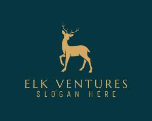 Elk - Golden Deer Antler logo design