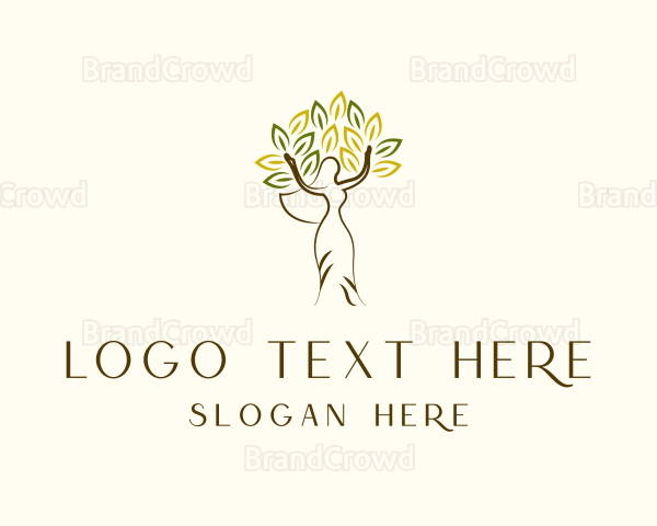Woman Tree Leaves Logo
