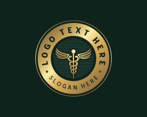 Clinic Hospital Caduceus logo design