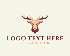 Hunting - Reindeer Antler Animal logo design