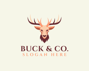 Buck - Reindeer Antler Animal logo design