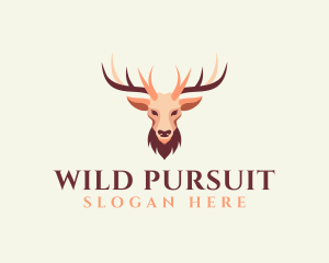 Hunt - Reindeer Antler Animal logo design