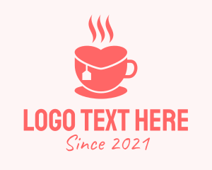 Latte - Pink Heart Cafe logo design