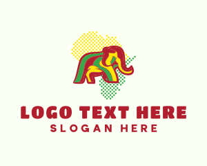 Safari Park - African Map Elephant logo design