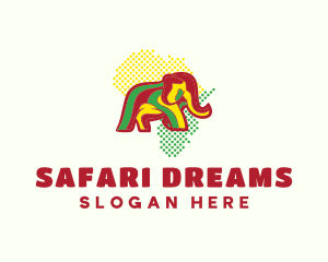 African Map Elephant logo design