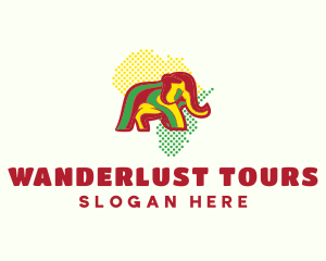 African Map Elephant logo design