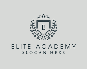 Royal Shield Wreath Academy logo design