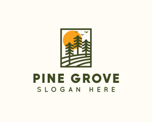 Pine - Pine Tree Sunset logo design