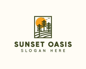 Pine Tree Sunset logo design