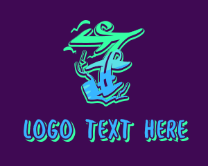 Teen - Neon Graffiti Art Number 7 logo design