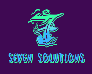 Seven - Neon Graffiti Art Number 7 logo design
