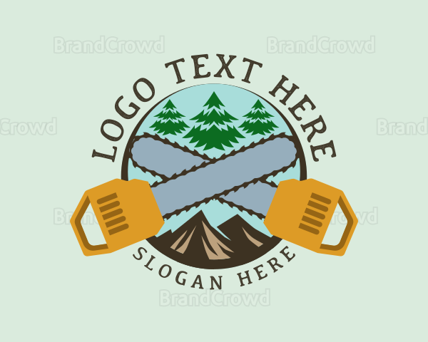 Chainsaw Mountain Tree Logo