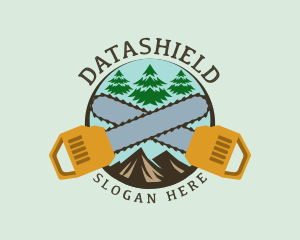 Chainsaw Mountain Tree Logo